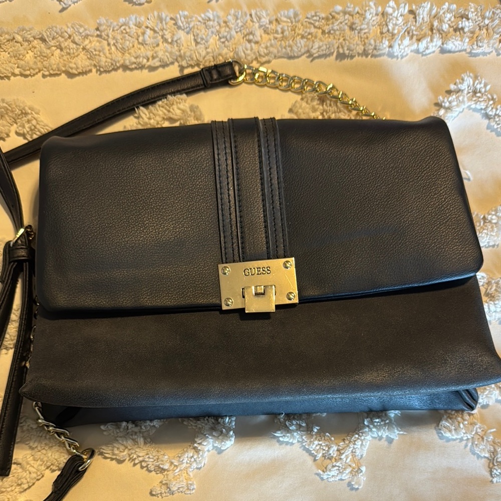 Guess Black Crossbody Bag with Gold-Toned Clasp